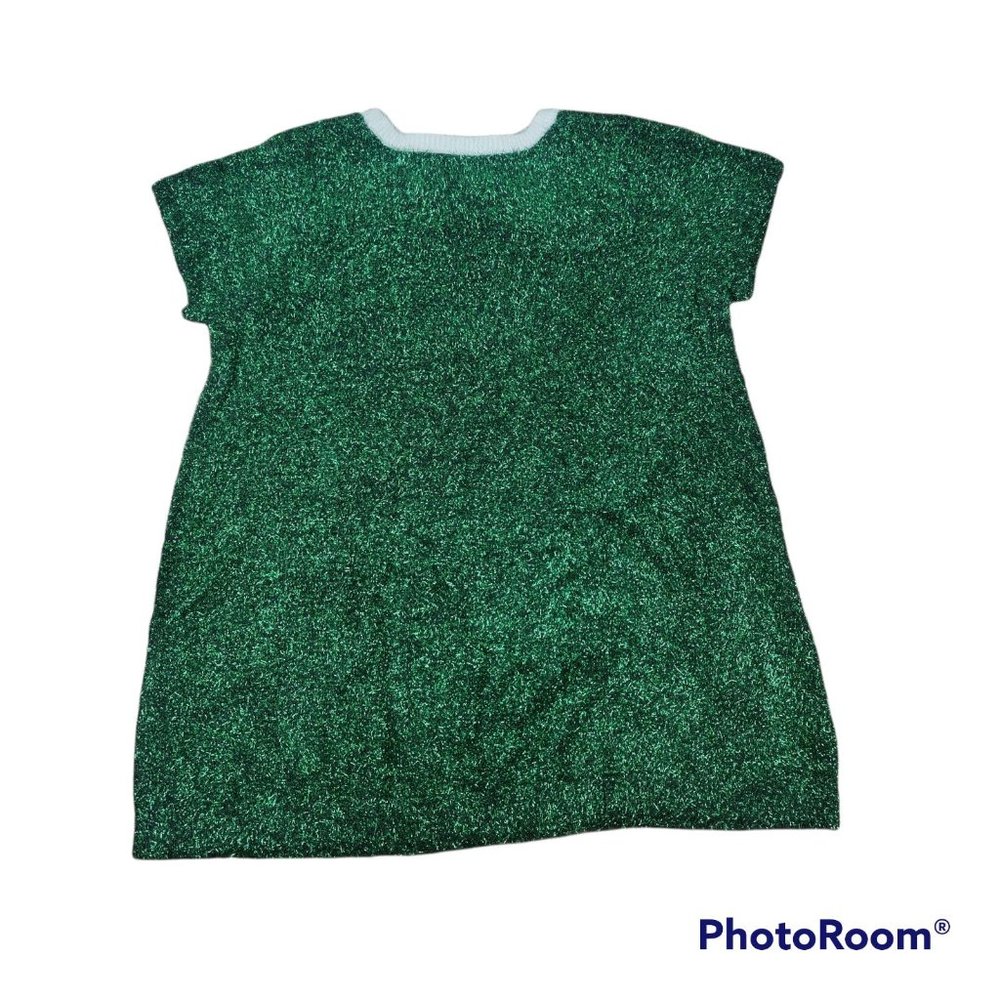 Merry & Bright Christmas tree ugly holiday dress/tunic sweater short sleeve NWT - Picture 4 of 4